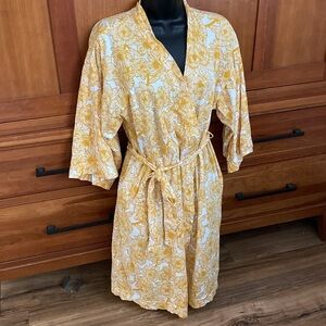 Garnet Hill women’s Floral Kimono Robe cotton - pockets - organic